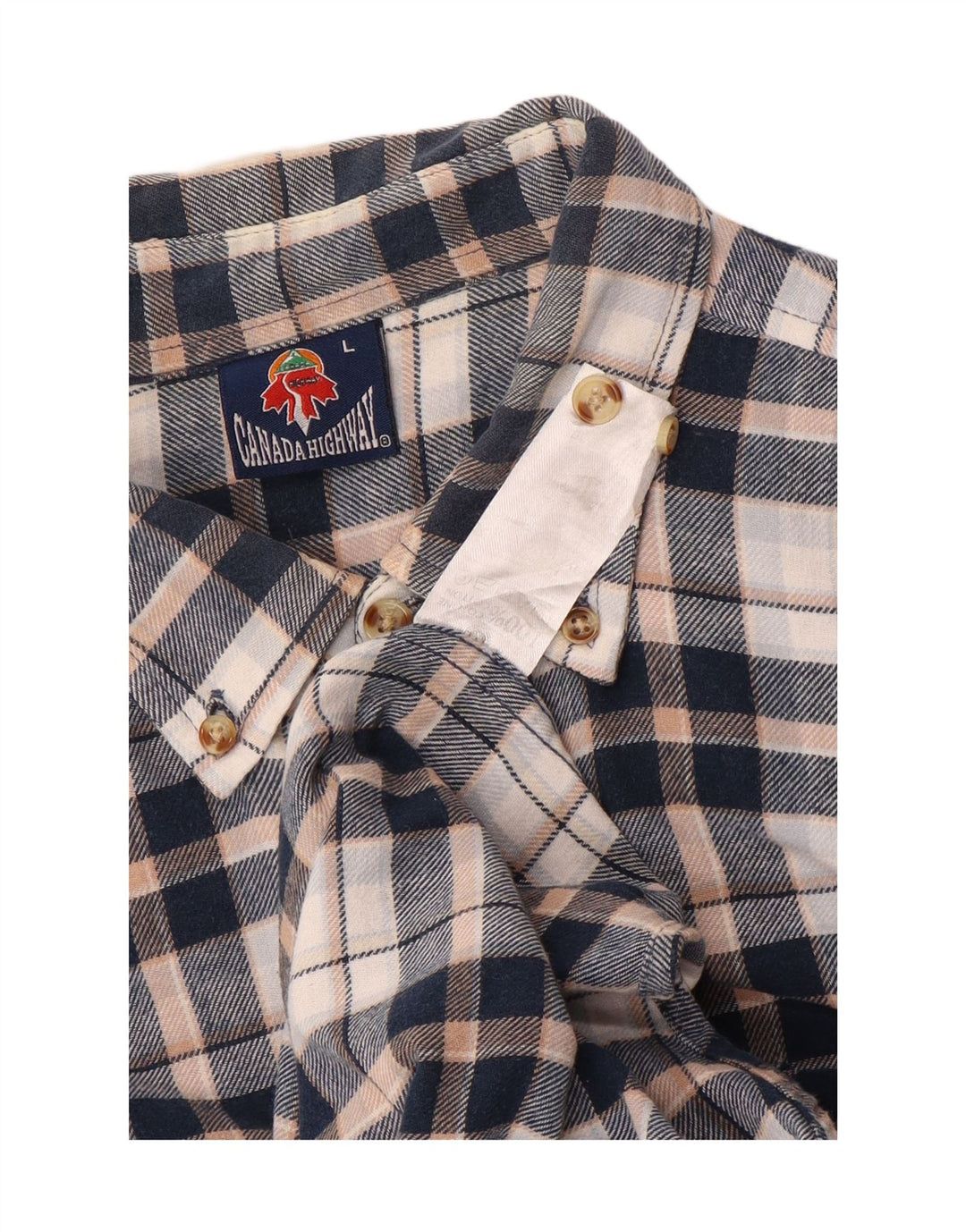 Vintage Ανδρικό Φανελένιο Πουκάμισο Μεγάλο Μπλε Navy Check Βαμβακερό