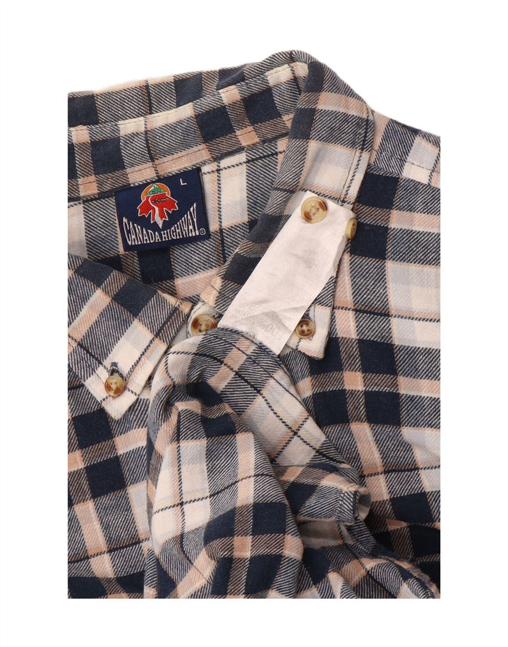 Vintage Ανδρικό Φανελένιο Πουκάμισο Μεγάλο Μπλε Navy Check Βαμβακερό