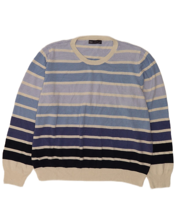 Marks & Spencer Γυναικείο πουλόβερ με λαιμόκοψη UK 20 2XL μπλε ριγέ