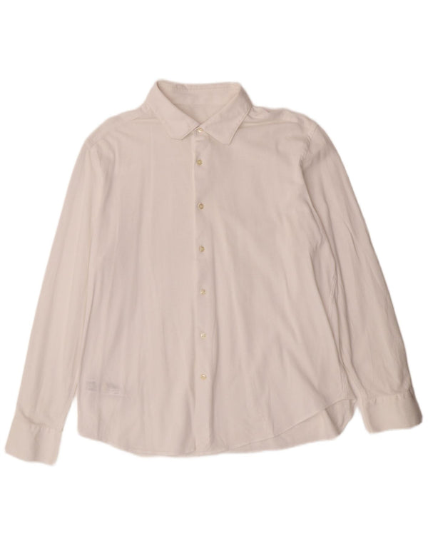 Ανδρικό πουκάμισο Massimo Dutti 2XL Λευκό βαμβακερό