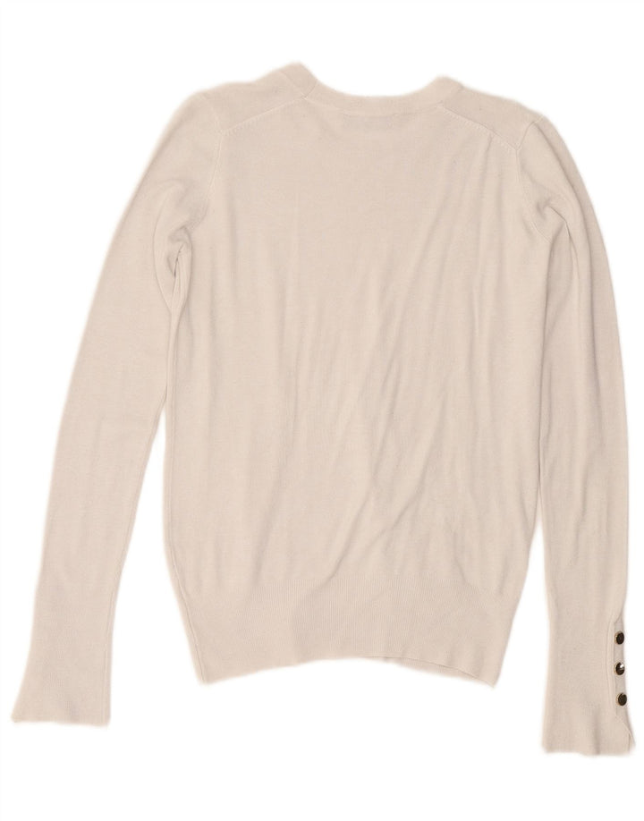 Zara Γυναικείο πουλόβερ με λαιμόκοψη UK 10 Small White