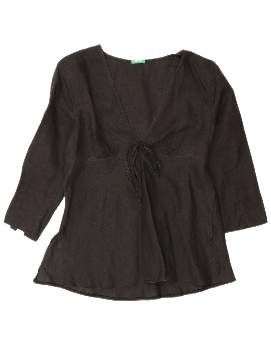 Benetton Γυναικεία Μπλούζα με 3/4 μανίκια Τοπ UK 10 Small Black Len