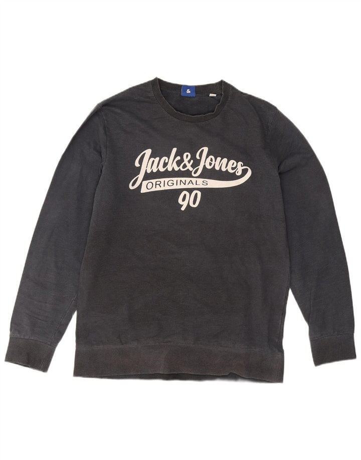 Jack & Jones Ανδρικό γραφικό φούτερ Jumper μεγάλο γκρι βαμβακερό