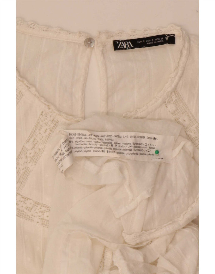 Zara Γυναικείο φόρεμα UK 10 Μικρό λευκό βαμβακερό