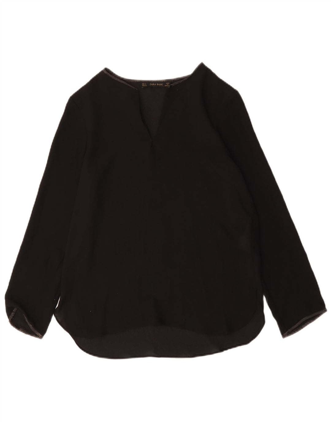 Zara Γυναικείο τοπ μακρυμάνικο UK 10 Small Black Polyester