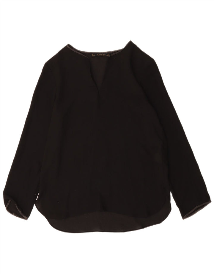 Zara Γυναικείο τοπ μακρυμάνικο UK 10 Small Black Polyester