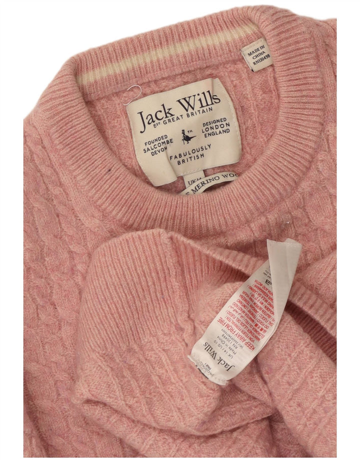 JACK WILLS Γυναικείο πουλόβερ με λαιμόκαυστο UK 14 μεγάλο ροζ μαλλί