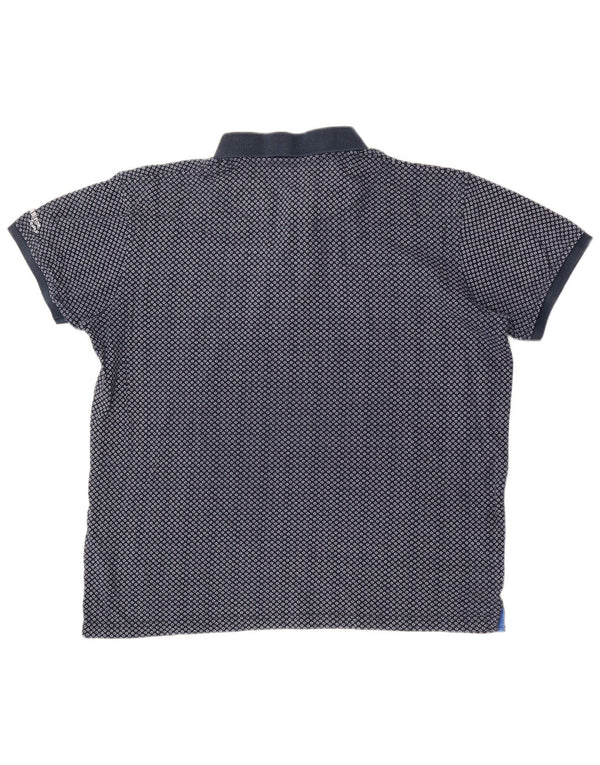 Ανδρικό μπλουζάκι πόλο Harmont & Blaine 2XL Navy Blue Geometric Cotton