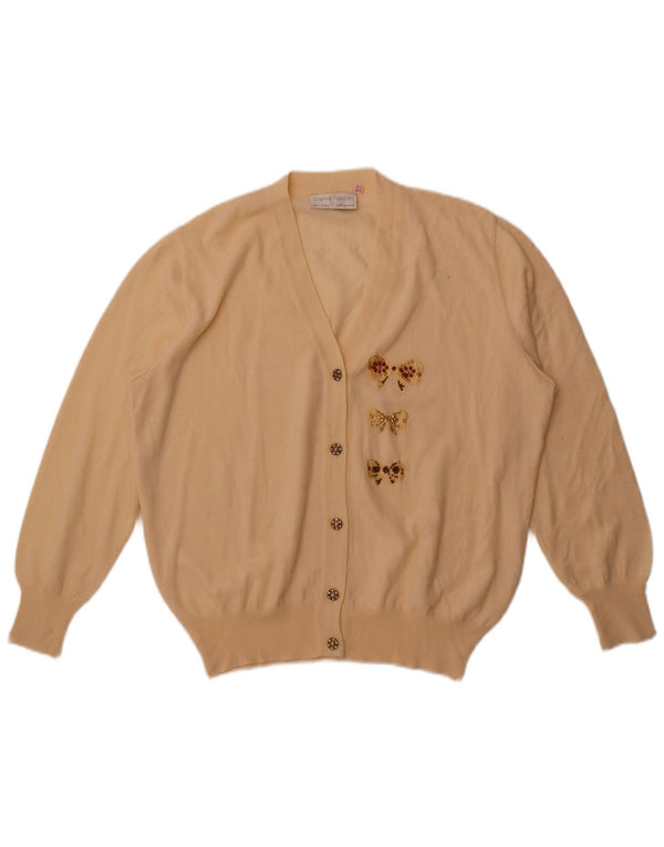 Vintage γυναικεία ζακέτα πουλόβερ UK 22 2XL Off White Μαλλί Merino