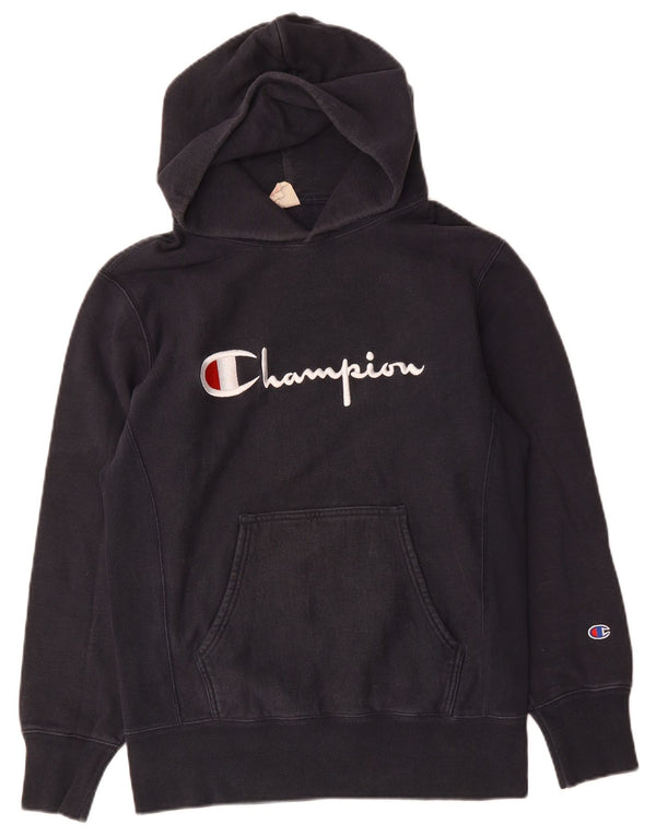 CHAMPION Γυναικεία γραφικά κουκούλα UK 16 Large Navy Blue Cotton