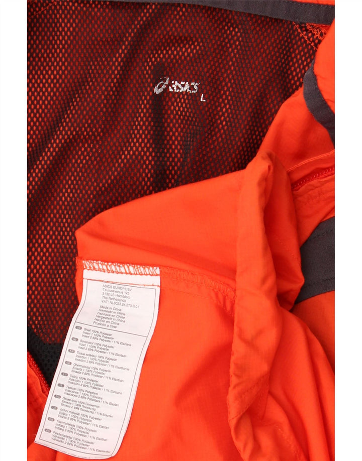 ASICS Ανδρικό μπουφάν βροχής UK 40 Large Orange Colourblock Polyester