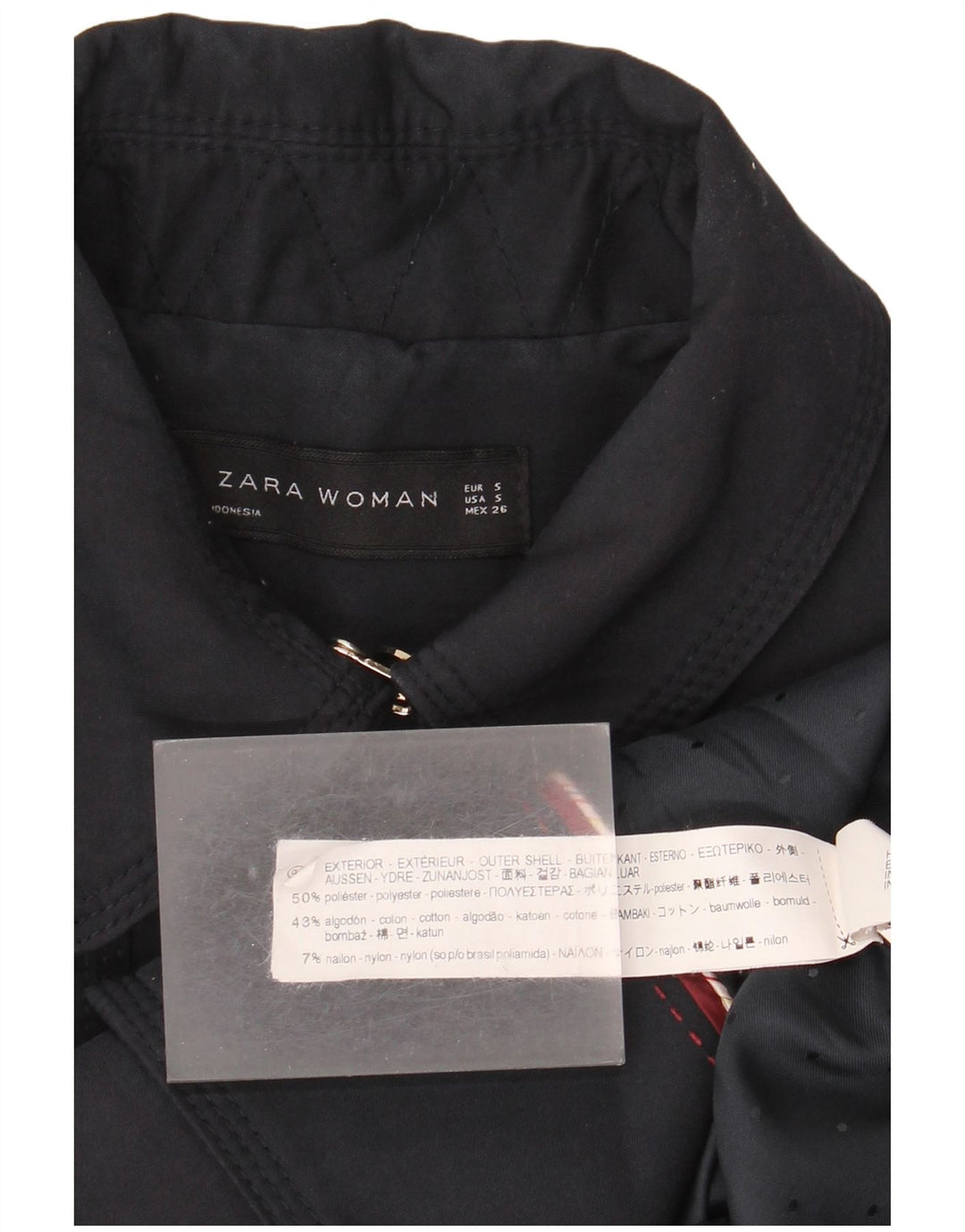 Zara Γυναικεία καμπαρντίνα με διπλό στήθος UK 10 Small Navy Blue Polyester