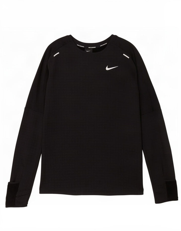 Ανδρική μπλούζα για τρέξιμο Nike με μακρυμάνικο μεσαίο μαύρο πολυεστέρα