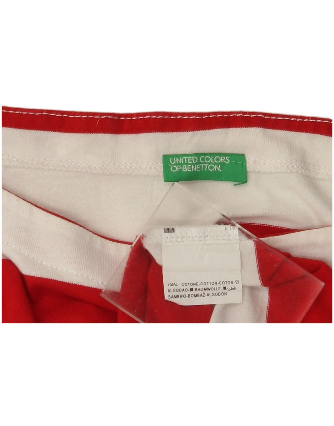BENETTON Γυναικείο T-Shirt Top UK 14 Medium Red ριγέ