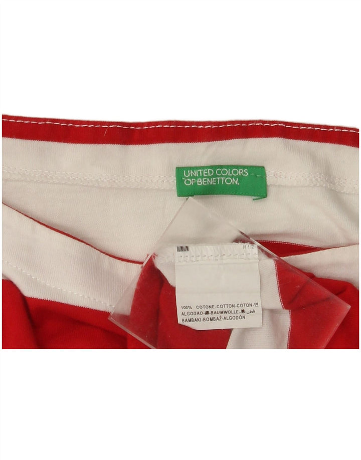 BENETTON Γυναικείο T-Shirt Top UK 14 Medium Red ριγέ