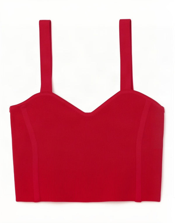 Zara Γυναικείο Knit Crop Top UK 12 Medium Pink Nylon