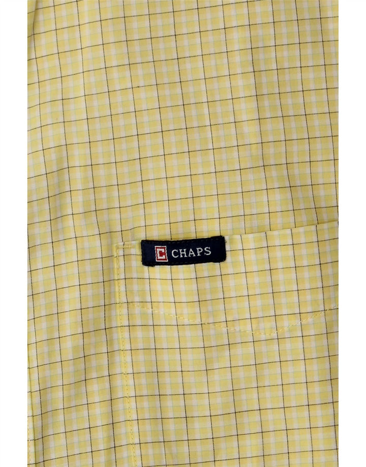 CHAPS Mens Short Sleeve Shirt Large Yellow Check Vintage Chaps and Second-Hand Chaps from Messina Hembry 