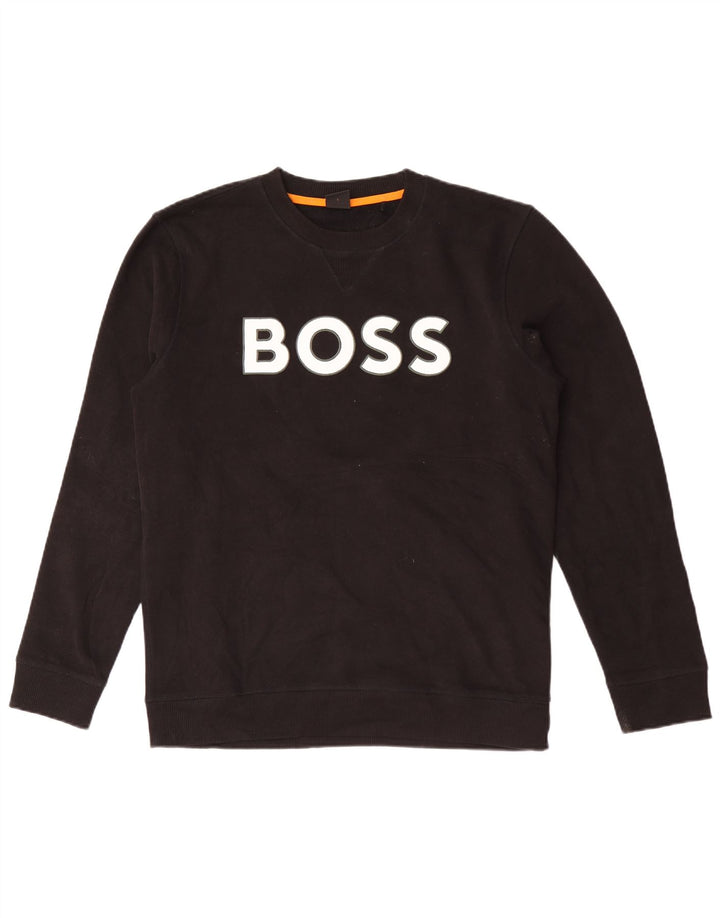 Ανδρικό γραφικό φούτερ Hugo Boss Jumper μεγάλο μαύρο βαμβακερό