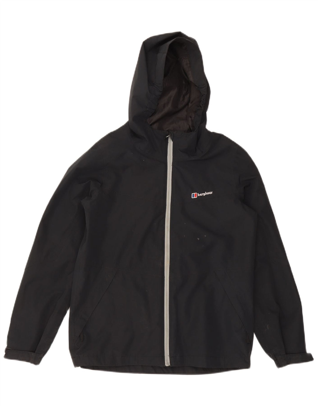 BERGHAUS Boys Hooded Rain Jacket 11-12 Years Navy Blue Polyester