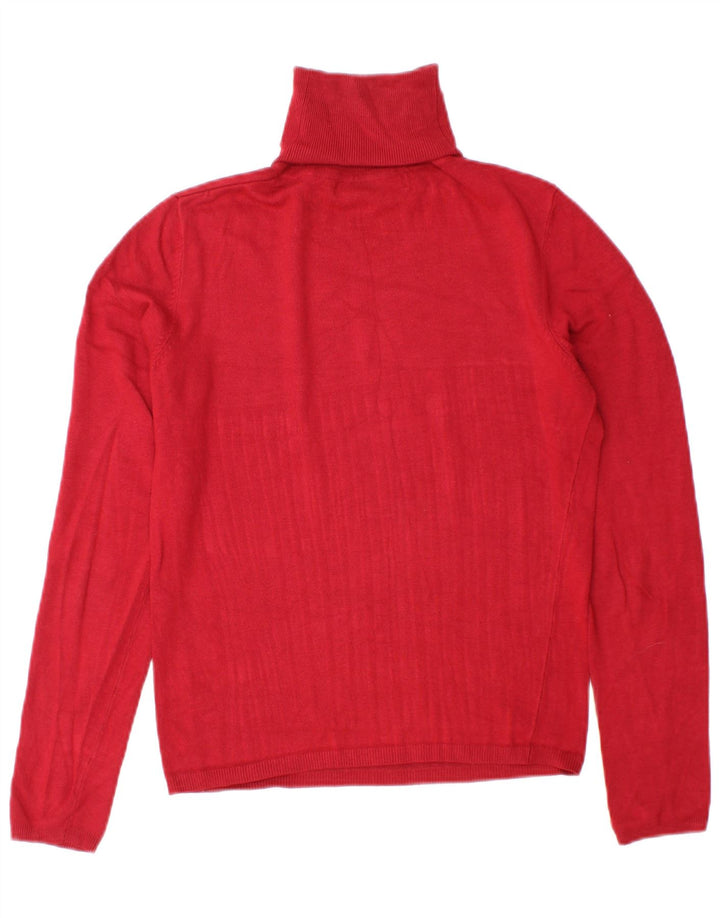 Zara Γυναικείο πουλόβερ με ρολό λαιμόκοψη UK 14 Medium Burgundy Rayon