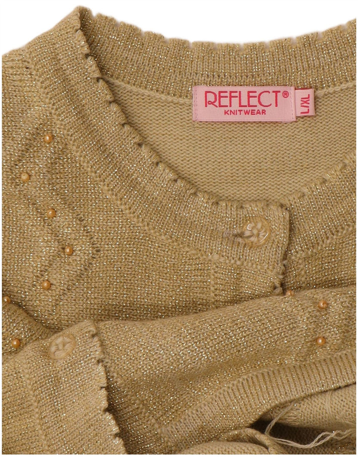 REFLECT Womens Cardigan Sweater UK 16 Large Gold