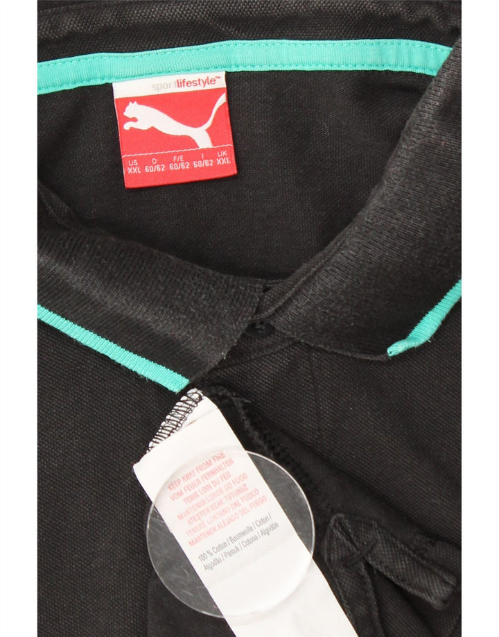 Ανδρικό πουκάμισο πόλο PUMA 2XL μαύρο βαμβακερό