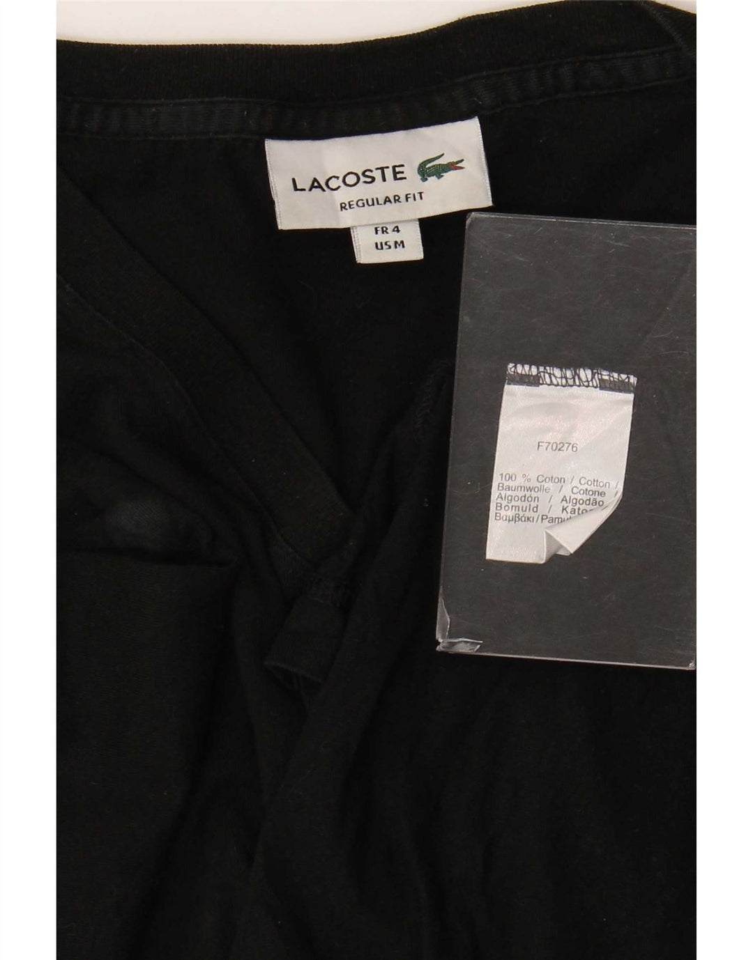Ανδρικό T-Shirt Lacoste κανονική εφαρμογή Top size 4 Μεσαίο μαύρο βαμβακερό