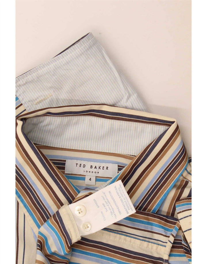 Ted Baker Ανδρικό επίσημο πουκάμισο μεγέθους 4 Μεγάλο πολύχρωμο βαμβακερό ριγέ