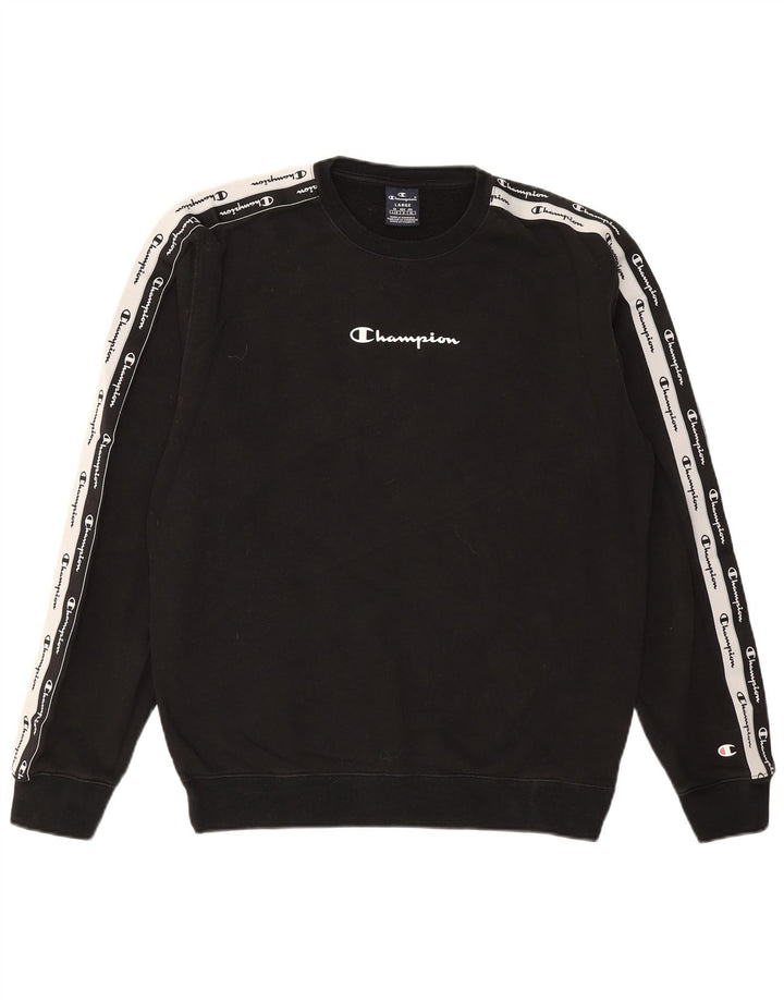 CHAMPION Ανδρικό γραφικό φούτερ Jumper μεγάλο μαύρο βαμβακερό