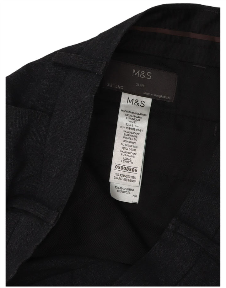 Marks & Spencer Ανδρικό Slim παντελόνι Chino W32 L33 Grey Polyester