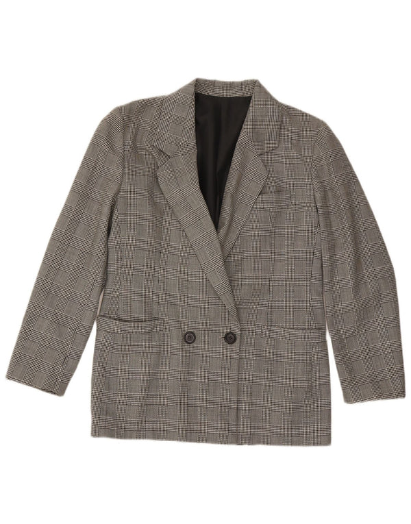 Vintage γυναικείο διπλό μπουφάν σακάκι UK 12 Medium Grey Houndstooth