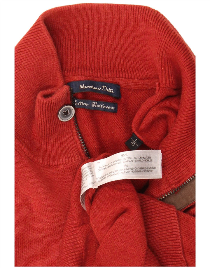 MASSIMO DUTTI Ανδρικό πουλόβερ με φερμουάρ, μεγάλο κόκκινο βαμβακερό