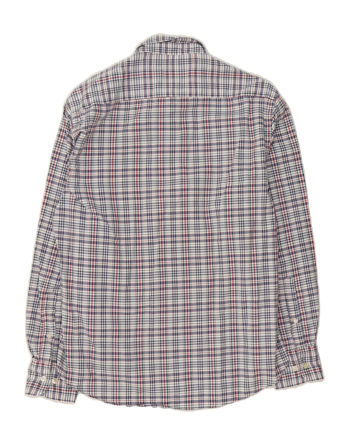 VINTAGE Mens Shirt Medium Navy Blue Check Cotton Vintage Vintage and Second-Hand Vintage from Messina Hembry 