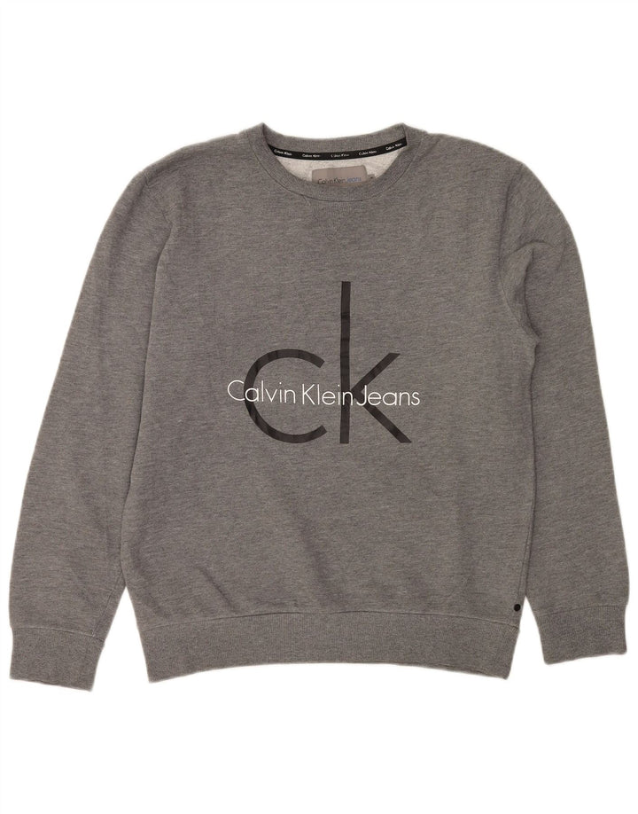 Ανδρικό γραφικό φούτερ Calvin Klein Jeans Jumper Medium Grey Flecked