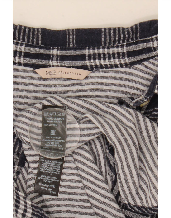 Marks & Spencer Γυναικείο πουκάμισο μεγάλου μεγέθους UK 8 Small Navy Blue Check Cotton