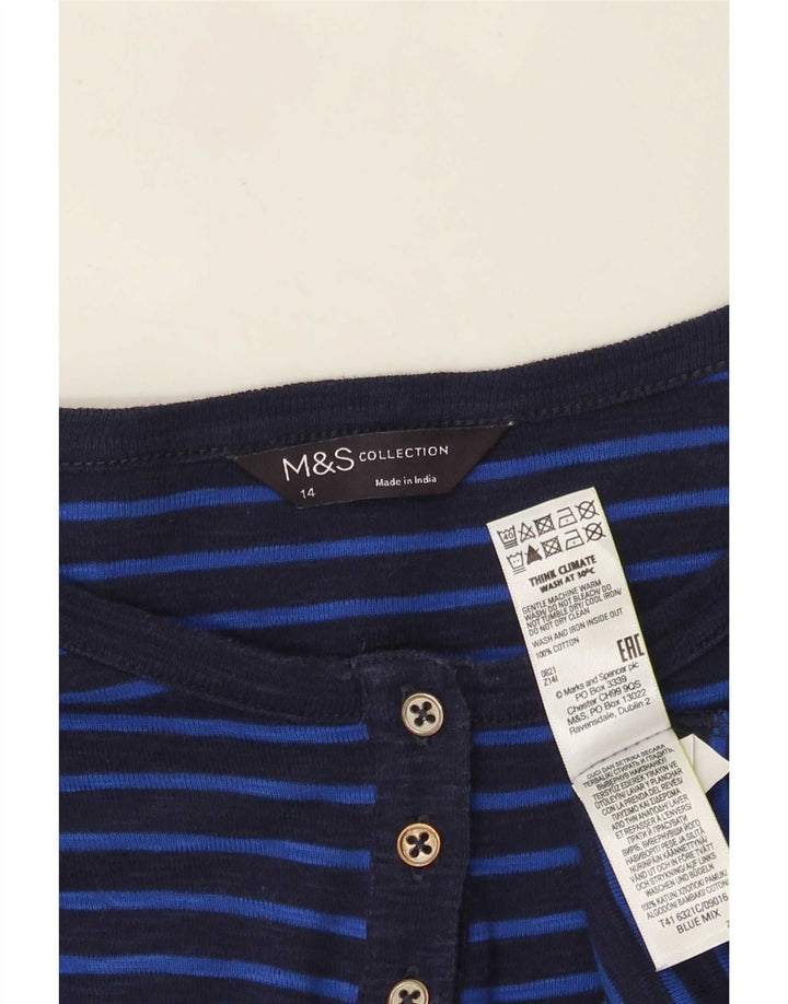 Marks & Spencer Γυναικεία μπλούζα μακρυμάνικη UK 14 Medium Navy Blue ριγέ