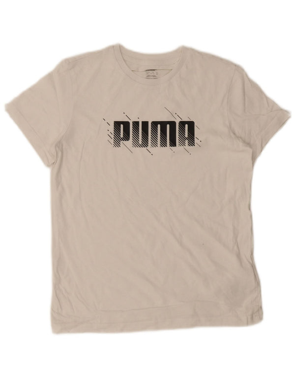 Puma Boys Graphic T-Shirt Top 13-14 ετών Λευκό βαμβακερό