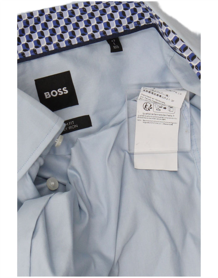 Ανδρικό πουκάμισο Hugo Boss Slim Fit μεγάλο μπλε βαμβακερό