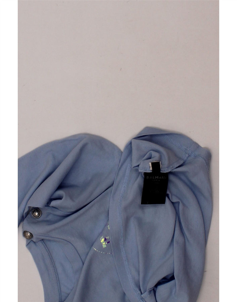 BALMAIN Baby Girls Graphic Top Long Sleeve 18-24 Months Blue Cotton Vintage Balmain and Second-Hand Balmain from Messina Hembry 