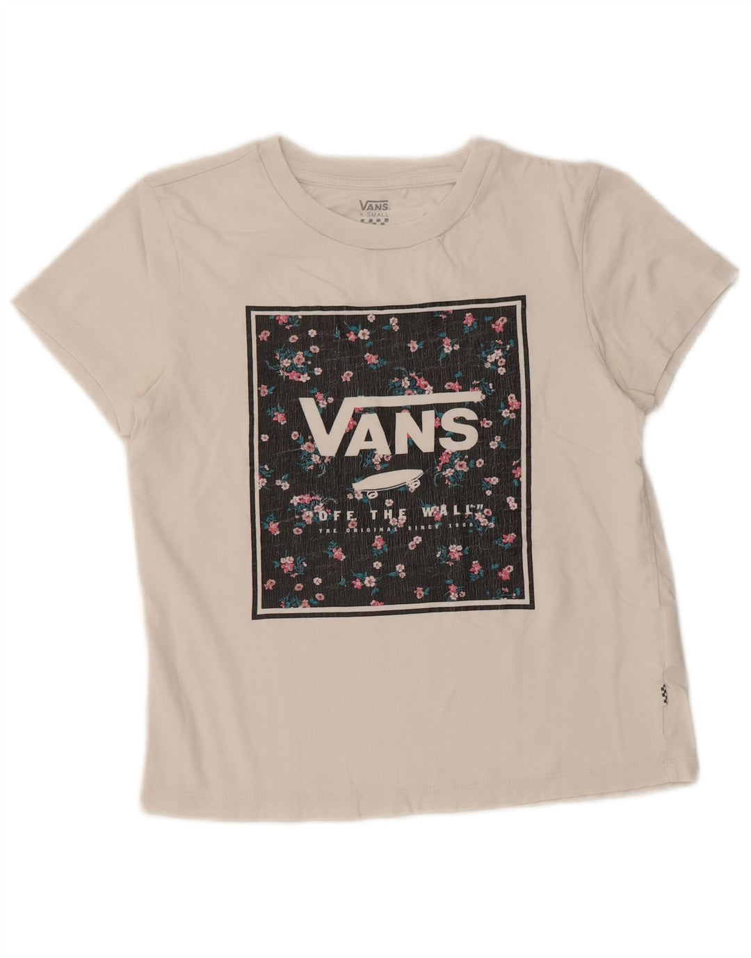 VANS Γυναικείο T-Shirt Crop Graphic Top UK 6 XS Λευκό βαμβακερό