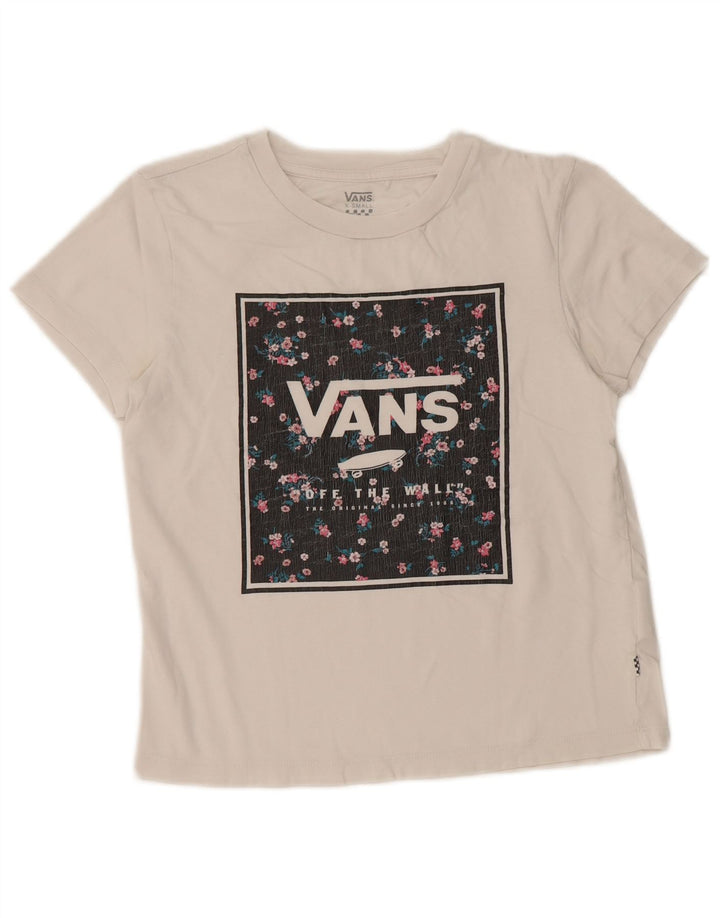 VANS Γυναικείο T-Shirt Crop Graphic Top UK 6 XS Λευκό βαμβακερό