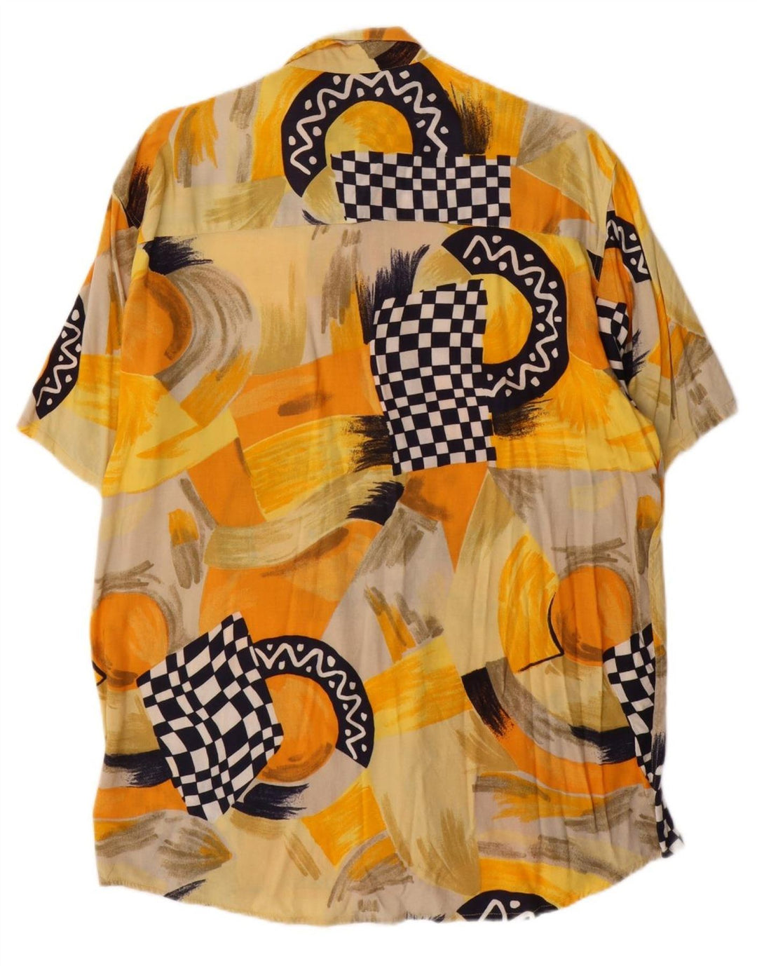 VINTAGE Mens Short Sleeve Shirt Medium Yellow Geometric