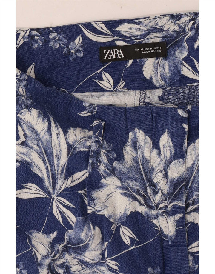 Zara Γυναικείο Ψηλό Παντελόνι Hot Medium W28 Blue Floral