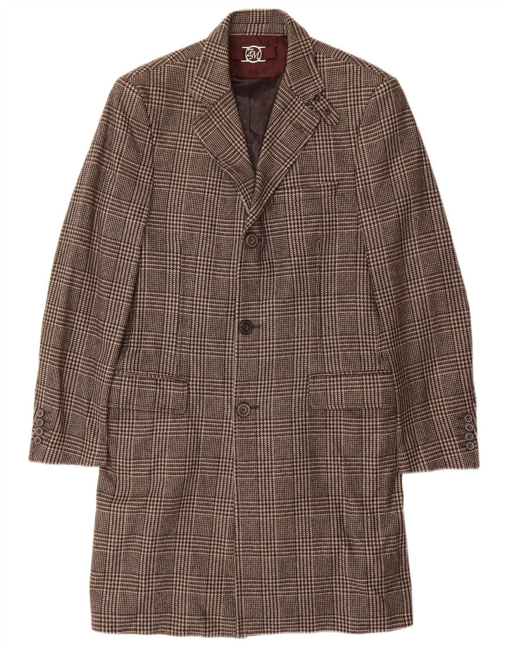 Zara Ανδρικό Πανωφόρι UK 38 Μεσαίο Καφέ Houndstooth Viscose