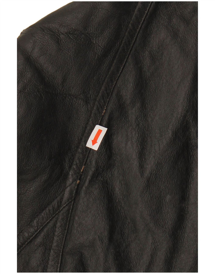 VINTAGE Womens Leather Jacket UK 14 Medium  Black Leather