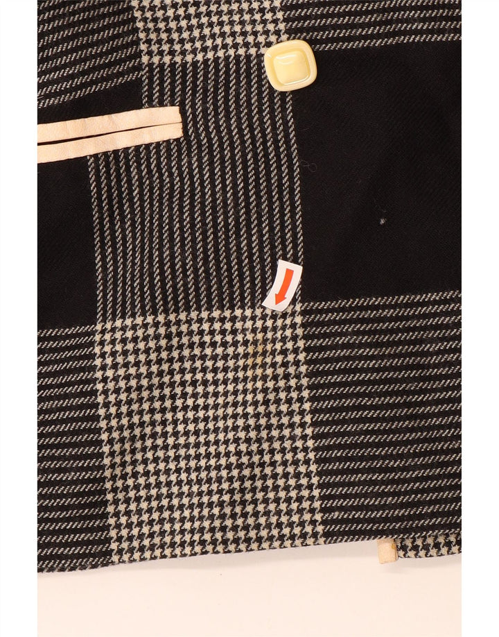 Vintage γυναικείο διπλό μπουφάν Blazer UK 14 Medium Black Houndstooth