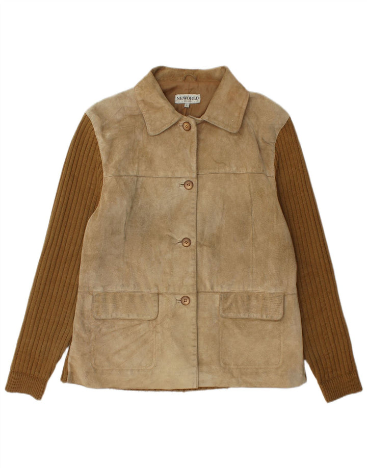 Vintage Γυναικείο Suede Jacket UK 16 Large Beige