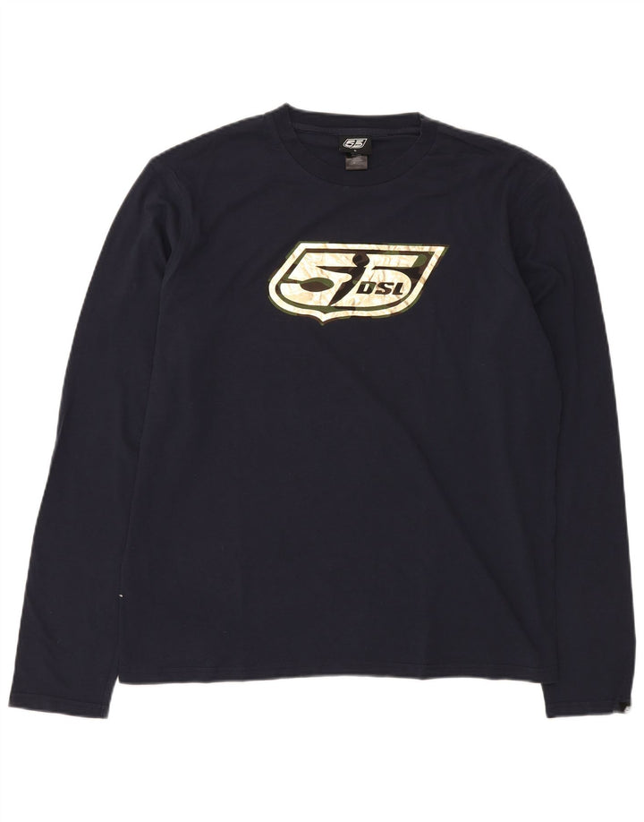 Ανδρικό γραφικό τοπ DIESEL Μακρυμάνικο XL Navy Blue Cotton