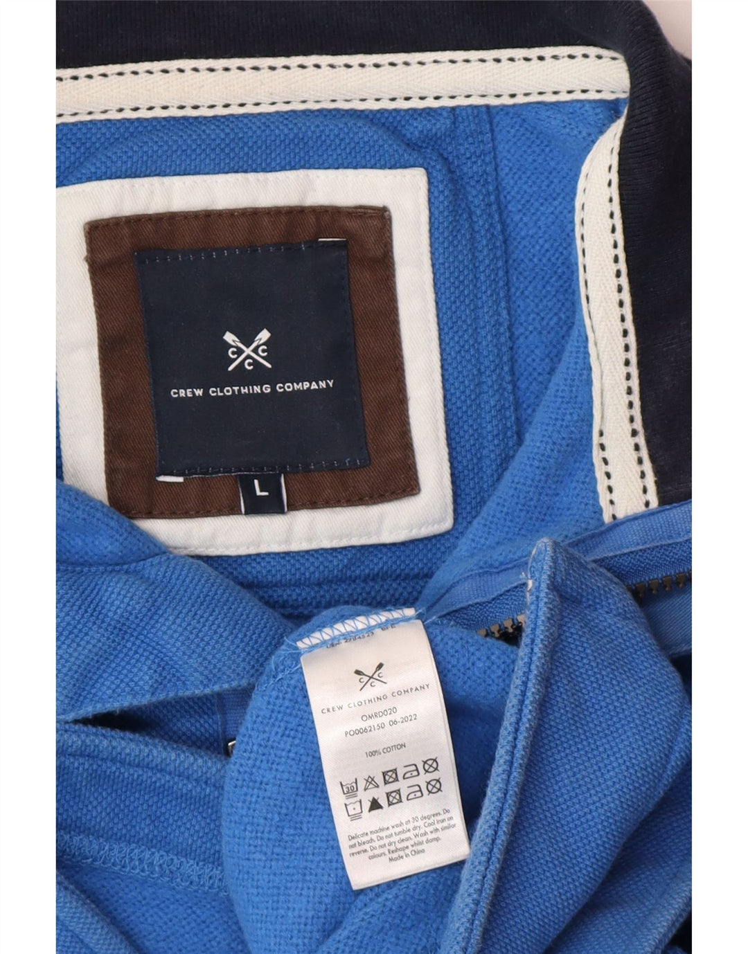 Ανδρικό Φούτερ με φερμουάρ Crew Clothing, Μπλουζάκι, μεγάλο μπλε βαμβακερό