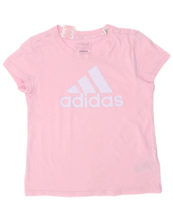 Adidas Graphic T-Shirt Top 9-10 Years Pink Cotton